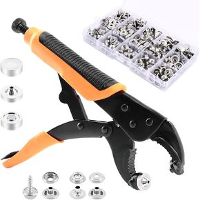 Snap Button Kit,Heavy Duty Snap Fastener Tool,Snap Button Tool Included 1pc Snap Plier and 40 Sets 15mm Stainless Snaps, Buttons Snap Fastener Tool for Boat Cover,Tarps,Canvas,Leather