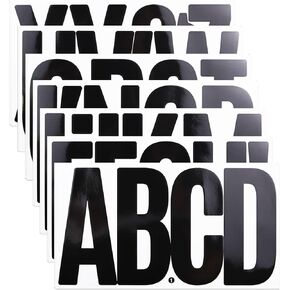 21 Sheets 6 Inch Letter Stickers, Self Adhesive Vinyl Capital Alphabet Punctuation Stickers for Mailbox, Crafts, Notice Boards - Black
