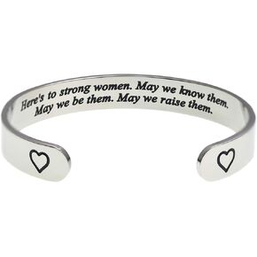 LParkin Strong Woman Gifts Inspirational Women Friend Gifts Jewerly Here's to Strong Women May We Know Them May We Be Them Bracelet