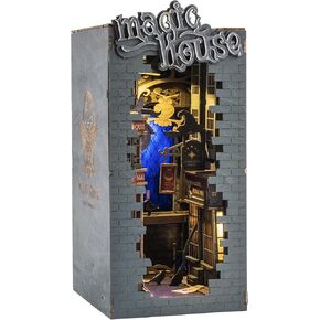 Rowood Book Nook Kits for Adults,3D Wooden Puzzle Bookend,Bookshelf Decor Insert Alley,DIY Miniature Booknook Model Craft Kits for Adults,Gifts with LED on Birthday Christmas(Falling Sakura)