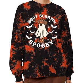 QDL Spooky Season Sweatshirts for Women Halloween Horror Ghost Shirt Pumpkin Long Sleeve Pullover Tops