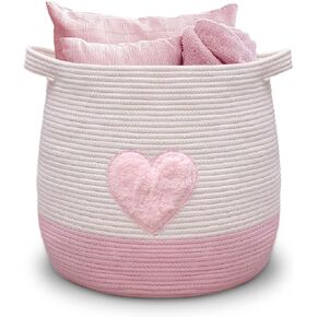 XXXLarge cotton Rope toy Basket-21.7"x13.8"Baby Laundry Blanket Basket for storage-Extra Large Toy Bin with Handles-Living Room Bedroom Laundry Tassel Decor basket- Grey mixed & Grey