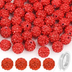 120 Pcs Clay Rhinestone Beads 10mm for Jewelry Making, Bling Sparkle Rhinestone Beads with Elastic String for Bracelet Necklace Earring Jewelry Making (Black)