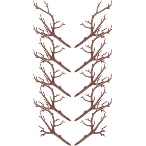 Mipcase 10pcs Mini Antler Tree Branches Artificial Plant Twig DIY Craft Branches Plastic Decorative Dry Branch Snowman Hand Crafts Kit for Christmas Party Supplies 12cm