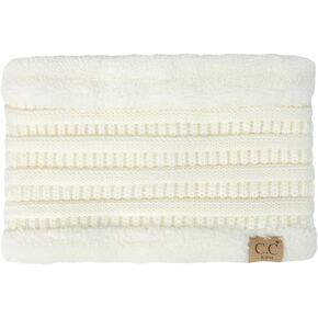 C.C Kids Ribbed Neck Warmer For Boys Girls - Comfortable Soft Warm Children Youth Knit Neck Gaiter with Fuzzy Lining