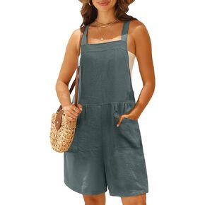 GRECERELLE Rompers For Women 2024 Women's Casual Sleeveless Summer Shorts Adjustable Jumpsuit with Pockets