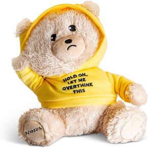 Just Pooped Unbearable Plushie, Comical Plush Teddy Bear Collectible, Funny Pun Meme Gag Gift, White Elephant, Stocking Stuffer,Emotional Support, Fun Desk Accessory, Weighted Base for Display