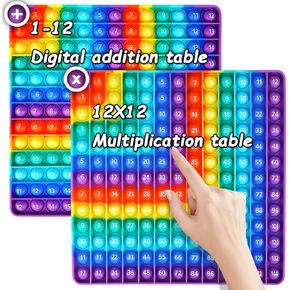 Multiplication Game Table​ pop and Digital Addition Tables 12x12 Multiplication Table Math Toys, Yadisheng Rainbow Dimple Fingertip Toys, Math Operations it Multiplication ​Chart Board