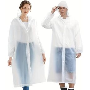 Boolavard 2pc Unisex Adult Portable Raincoat, Transparent EVA Rain Poncho With Drawstring Hood And Sleeves, Reusable Waterproof Rainwear For Outdoor Activities, Travel & Emergency