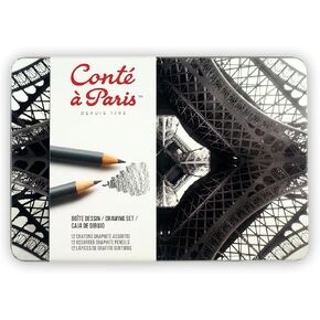 Lefranc Bourgeois Conté à Paris Drawing Set, Set of 12, Assorted Graphite Pencils