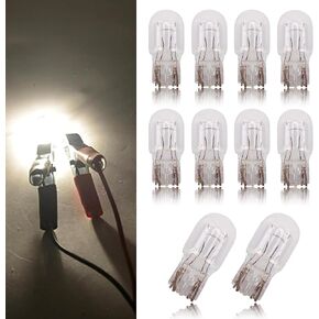 10 PCS Automotive T10 Light Bulb, 168 192 12V 5W Low Power High Transmittance Quartz Glass Instrument Light Width Indicator Lamp, 360 Degree Lighting Replacement, for Most Cars (White)