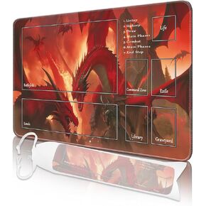MTG Playmat, 24" x 14" TCG MTG Playmat, Thick 3mm Stitched Edges Anti-Slip MTG Commander Playmat with Storage Bag Black Lotus MTG Game Mat
