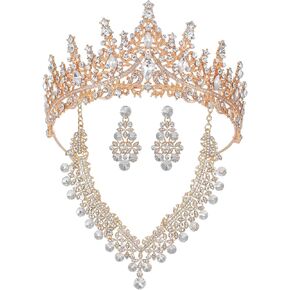 Kamirola Tiaras and Crowns for Women,Tiaras Earrings Necklace, Crystal Bridal Jewelry Set, Costume Party Halloween Prom Pageant Jewelry for Women Girls(TR43)