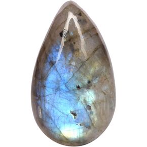 GEMHUB Certified Blue Flash Labradorite 21.00 Ct. Unheated Natural Pear Cabochon Blue Flash Labradorite Loose Gemstone