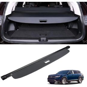 MUCO New Cargo Cover for VW V-olkswagen Atlas 2018 2019 2020 2021 2022 2023 2024 Accessories Retractable Black Rear Trunk Shade Luggage Security Cover(NOT fit for Atlas Cross Sport)
