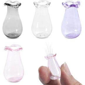 4 PCS Mini Cat Whisker Vases, Tiny Decorative Vases for Cat Whisker Keepsake, Miniature Vase Set for Home Decor