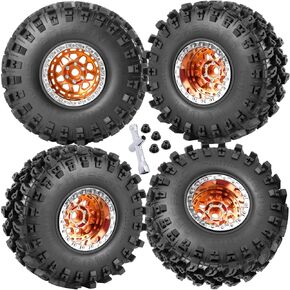 RC 2.2 Wheel Tires for 1/10 SCX10 SCX10 II 90046 SCX10 III AXI03007 SCX10 Pro TRX4 TRX6 Gen7/8 D90 VS4-10 MST CFX RC Crawler Car,4pcs Aluminum RC 2.2 in Beadlock Wheel,Titanium