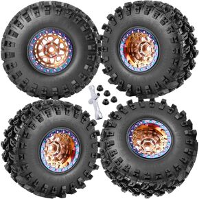 RC 2.2 Wheel Tires for 1/10 SCX10 SCX10 II 90046 SCX10 III AXI03007 SCX10 Pro TRX4 TRX6 Gen7/8 D90 VS4-10 MST CFX RC Crawler Car,4pcs Aluminum RC 2.2 in Beadlock Wheel,Titanium