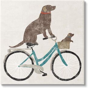 Stupell Industries Vintage Dogs Riding Bicycle Canvas Wall Art Design by Sue Schlabach