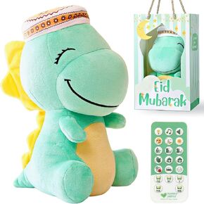 Mommy Yasmin - Soothe & Talking Kufi Dinosaur | Muslim & Islamic Toy | Eid Gift | Quran & Dua | Interactive + Relaxing | Remote | for Baby + Toddlers + Kids