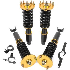 cciyu Coilover Suspension Shock Absorbers Adjustable Coilovers Lowering Kit Fit for 1992-2001 for Honda Prelude - Golden