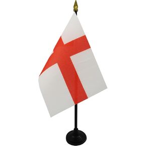 England Table Flag 4'' x 6'' - English Desk Flag 15 x 10 cm - golden spear top- AZ FLAG