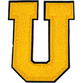1 PCS 4.2" Yellow Chenille Letter Patches, Iron on Patches for Hats Clothes Bags Backpacks Jeans, Initial Patches Large Varsity Letter. (Letter A)