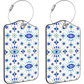 2 Pack Luggage Tags for Suitcase,Rainbow and Butterfly PU Leather Luggage Tags with Privacy Cover Name Address Labels and Steel Ring,Creative Travel Accessories for Men and Women