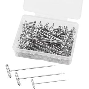 100 pcs T Pins for Wigs, 2-Inch Sewing Pins, Wig Pins for Foam Head, T Pins for Sewing, Wig T Pins, Blocking Pins, T Pins for Office Wall, Sliver, GF-9120