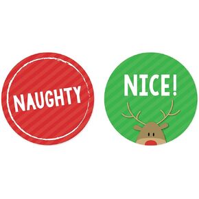 Andaz Press Christmas Collection, Round Circle Gift Label Stickers, Naughty Or Nice, 40-Pack Naughty Or Nice Stickers Christmas Circle Stickers Naughty Or Nice Decorations Naughty Christmas Stickers