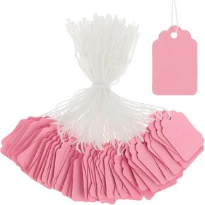 Price Tags with String Attached, 200 Pieces Blank Marking Tags for Retail Writable Paper Gift Tags Hang Jewelry Tags with String for Gifts DIY Crafts Decoration Jewelry Clothing Business Selling, Pink in Saudi Arabia