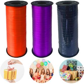 Bright Mixed Colorful Curling Ribbon,3/16 inch x 100 Yard Curly Ribbon for Gifts Package Wrapping,Bows,Crafting (Black,Purple,Orange)