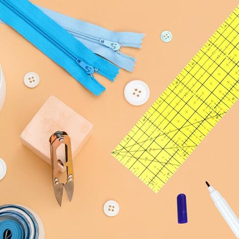 مسطرة حديد ساخنة مسطرة قياس مسطرة مقاومة للحرارة أدوات خياطة مع قطعة واحدة من قلم تحديد الحبر المختفي لصنع الملابس الكهربائية (2.5 × 10 بوصة) in Kuwait