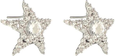 KJEE Sparkling Star Starfish Metal Ear Studs Geometric Crystal Cubic Zirconia Dainty Gorgeous Jewelry For Women Girls in Saudi Arabia