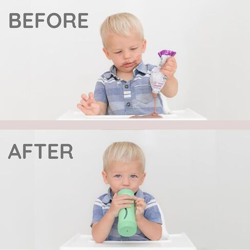 Subo Baby Food Bottle Starter Set | No Mess Baby Toddler Self Feeder | Squeeze Free Design for Purees, Smoothies, Yogurt, Oatmeal, or Thickened Liquids | Reusable Silicone Washable Cup (Musk) in Saudi Arabia