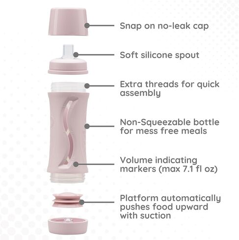 Subo Baby Food Bottle Starter Set | No Mess Baby Toddler Self Feeder | Squeeze Free Design for Purees, Smoothies, Yogurt, Oatmeal, or Thickened Liquids | Reusable Silicone Washable Cup (Musk) in Saudi Arabia