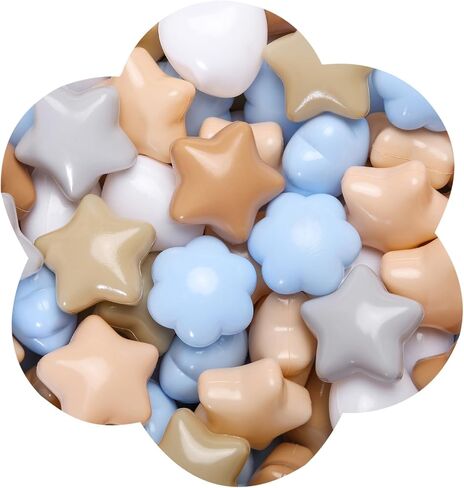 GOGOSO Ball Pits Balls for Toddlers, 100 Stars Hearts Florid Shapes Ball, Flowers Plastics Balls for Bounce House, Pastel Ball for Kids Birthday Party Xmas Friendship Bracelet Banner Decor in Saudi Arabia