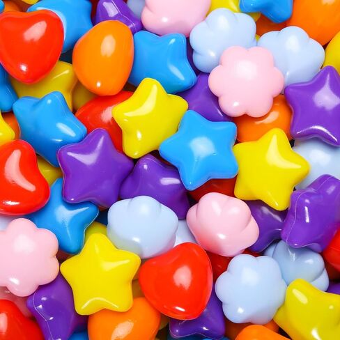 GOGOSO Ball Pits Balls for Toddlers, 100 Stars Hearts Florid Shapes Ball, Flowers Plastics Balls for Bounce House, Pastel Ball for Kids Birthday Party Xmas Friendship Bracelet Banner Decor in Saudi Arabia