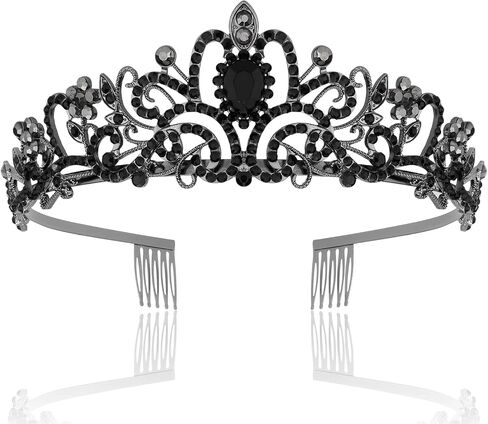 Chanaco Black Crown Tiaras for Women Black Tiara Gothic Crown Princess Rhinestone Crown Headband Crystal Baroque Queen Crowns Headpiece Accessories for Halloween Costume Wedding Birthday in Kuwait