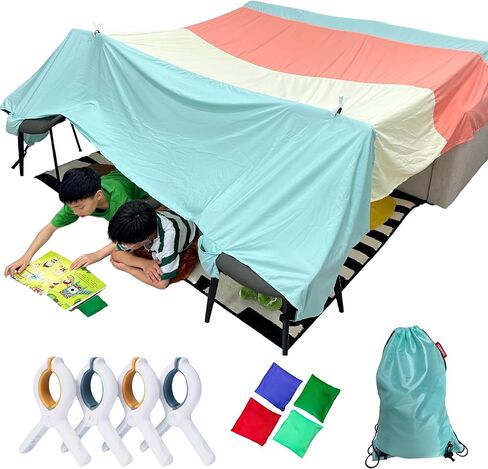 Magic Fort Building Kit for Kids - Large Lightweight Fort Building Clips Blankets with CPC Certification - Portable Playhouse Play Tent Fort - Indoor/Outdoor Girls/Boys Toys Ages 4-5 6 7 8-12 in Saudi Arabia