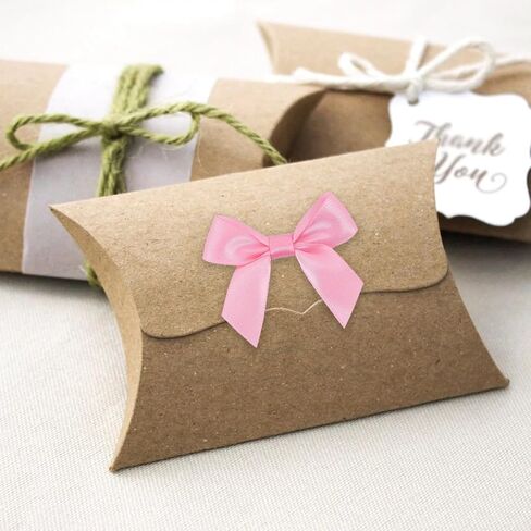 50 Pcs Premade Ribbon Bows Twist Tie Bows Baby Shower Bows Satin Ribbon Bows Self Adhesive Satin Bows for Gift Wrapping for Crafts Baby Shower Birthday Party Wedding Decorations in Kuwait