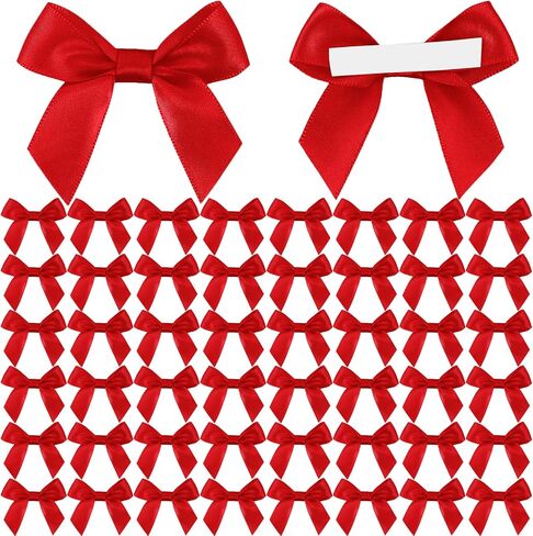 50 Pcs Premade Ribbon Bows Twist Tie Bows Baby Shower Bows Satin Ribbon Bows Self Adhesive Satin Bows for Gift Wrapping for Crafts Baby Shower Birthday Party Wedding Decorations in Kuwait