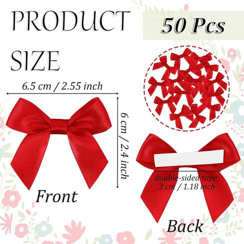 50 Pcs Premade Ribbon Bows Twist Tie Bows Baby Shower Bows Satin Ribbon Bows Self Adhesive Satin Bows for Gift Wrapping for Crafts Baby Shower Birthday Party Wedding Decorations in Kuwait