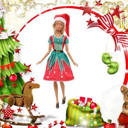 15 قطعة من ملابس وإكسسوارات دمية عيد الميلاد المصنوعة يدويًا، بما في ذلك 4 فساتين عيد الميلاد و4 قبعات عيد الميلاد و3 حلوى عيد الميلاد و4 عصي حلوى لدمية فتاة مقاس 11.5 بوصة in Kuwait