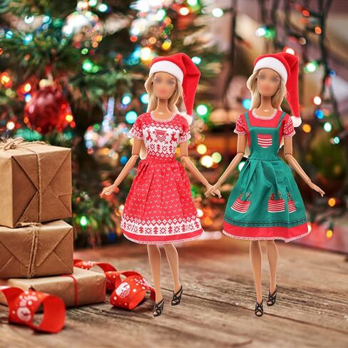 15 قطعة من ملابس وإكسسوارات دمية عيد الميلاد المصنوعة يدويًا، بما في ذلك 4 فساتين عيد الميلاد و4 قبعات عيد الميلاد و3 حلوى عيد الميلاد و4 عصي حلوى لدمية فتاة مقاس 11.5 بوصة in Kuwait