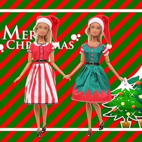 15 قطعة من ملابس وإكسسوارات دمية عيد الميلاد المصنوعة يدويًا، بما في ذلك 4 فساتين عيد الميلاد و4 قبعات عيد الميلاد و3 حلوى عيد الميلاد و4 عصي حلوى لدمية فتاة مقاس 11.5 بوصة in Kuwait