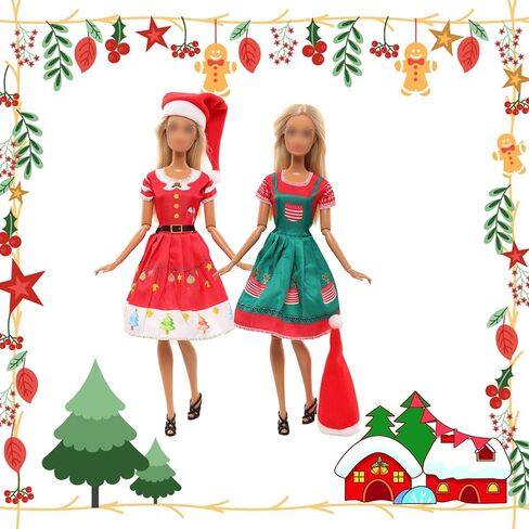 15 قطعة من ملابس وإكسسوارات دمية عيد الميلاد المصنوعة يدويًا، بما في ذلك 4 فساتين عيد الميلاد و4 قبعات عيد الميلاد و3 حلوى عيد الميلاد و4 عصي حلوى لدمية فتاة مقاس 11.5 بوصة in Kuwait