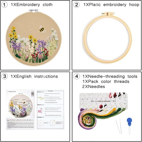 Crafmanoe Cute Sea Turtle Embroidery Kit for Beginners Adults, Hand Embroidery Needlepoint Starter Kits, Stamped Counted Cross Stitch Kits for Beginner Adults, Embroidery Hoop, Fabric & Video Tutorial in Saudi Arabia