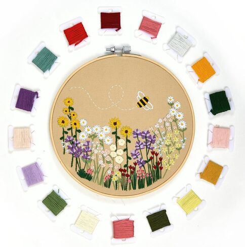 Crafmanoe Cute Sea Turtle Embroidery Kit for Beginners Adults, Hand Embroidery Needlepoint Starter Kits, Stamped Counted Cross Stitch Kits for Beginner Adults, Embroidery Hoop, Fabric & Video Tutorial in Saudi Arabia