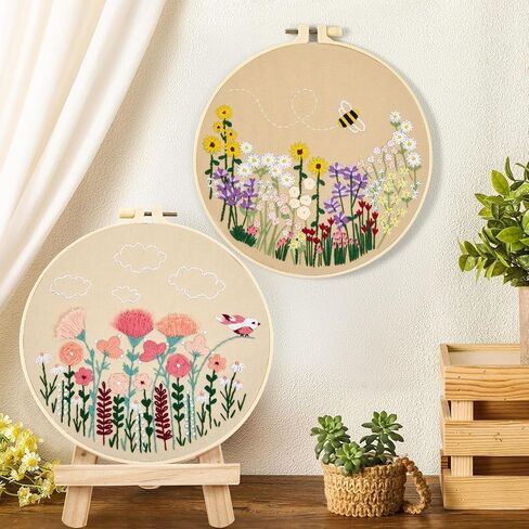 Crafmanoe Cute Sea Turtle Embroidery Kit for Beginners Adults, Hand Embroidery Needlepoint Starter Kits, Stamped Counted Cross Stitch Kits for Beginner Adults, Embroidery Hoop, Fabric & Video Tutorial in Saudi Arabia